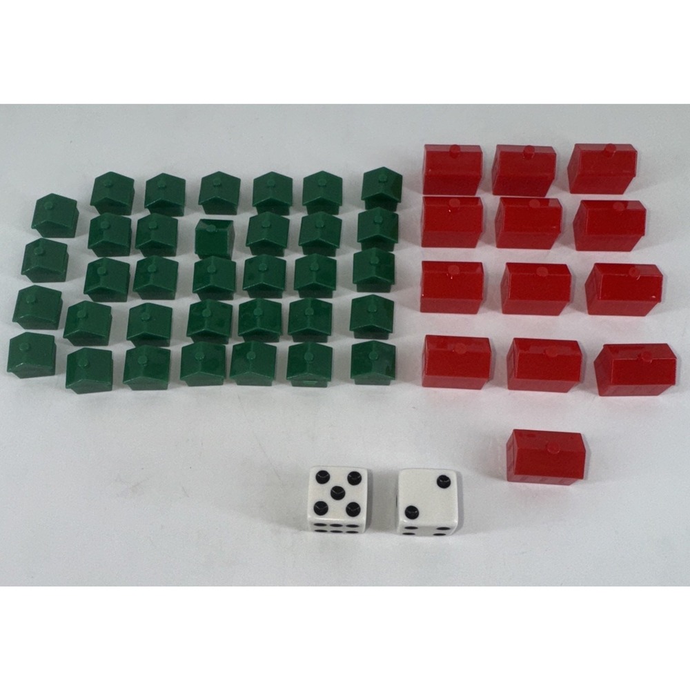 Monopoly Houses & Hotels w/Dice Original Pieces Hasbro Parker Brothers New‎